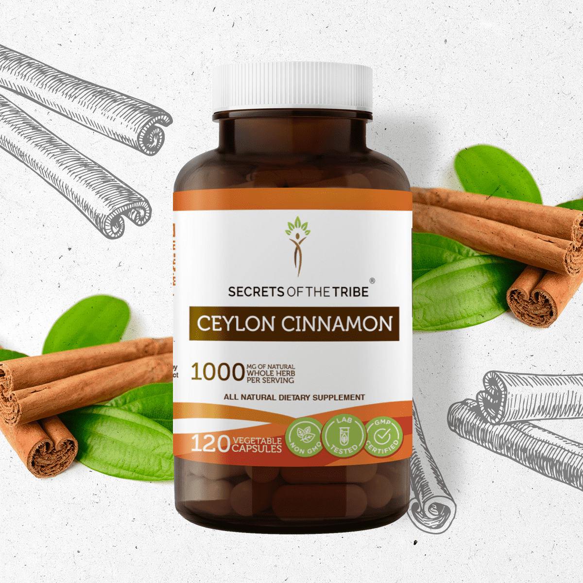 Secrets of the Tribe Ceylon Cinnamon 120 Capsules, 500 mg, Organic