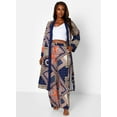 thumbnail image 2 of Rebdolls Women's Plus Paisley Print Open Front Duster - Blue - 5X, 2 of 4