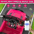 thumbnail image 5 of Funcid 12 Volt Ride on Toys for Toddlers Ride on Cars with Remote Control, Battery Powered Ride on Truck Car w/ Bluetooth Music, LED Lights, Spring Suspension, 3 Speeds, Pink, 5 of 9
