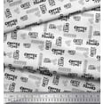 thumbnail image 3 of Soimoi White Rayon Fabric Coffee Time Text Print Fabric by the Yard 42 Inch Wide, 3 of 5
