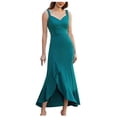 thumbnail image 2 of Fankiway Spring and Summer V-Neck Solid Color Slim Fitting Open Back Ruffled Suspender Dress Womens Beach Sundresses Plus Size Womens Dresses, 2 of 8