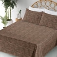thumbnail image 3 of Ambesonne Stone Print Fitted & Flat Sheet with Sham 3 Pcs Set, Wall Look Art Earthy, Twin XL, Ecru Brown and Cocoa, 3 of 5