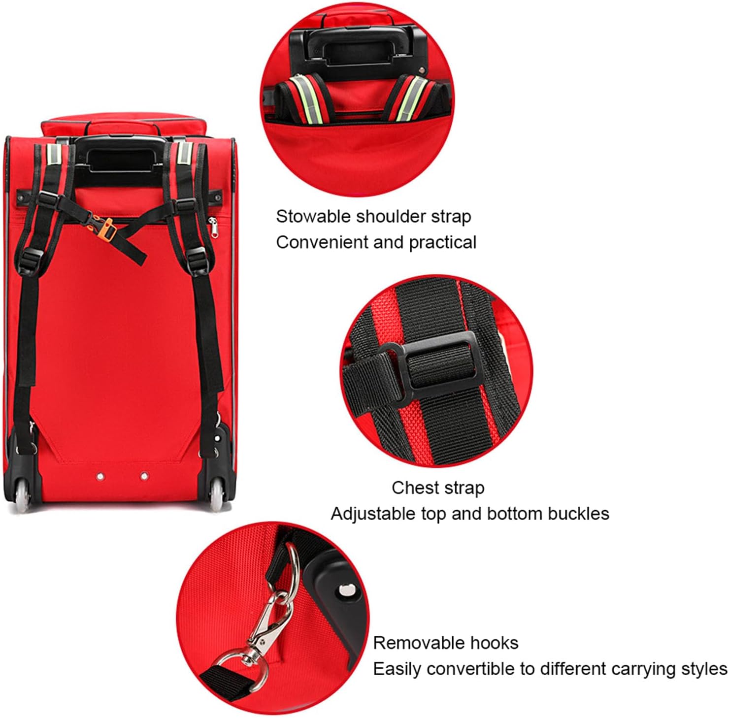 Rolling Roller Bag Trolley EMT Bag Empty for First Aid Responder Home Health Care Nursing Student Roll Duffle Bag Carry on with Wheels