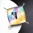 thumbnail image 6 of Multi-Size Leather Tray Four Corners Four Button Design Anti-Scratch Waterproof Convenient Cleaning Convenient Storage Yellow Tie-Dye Background Rainbow Colors_1 Small, 6 of 8