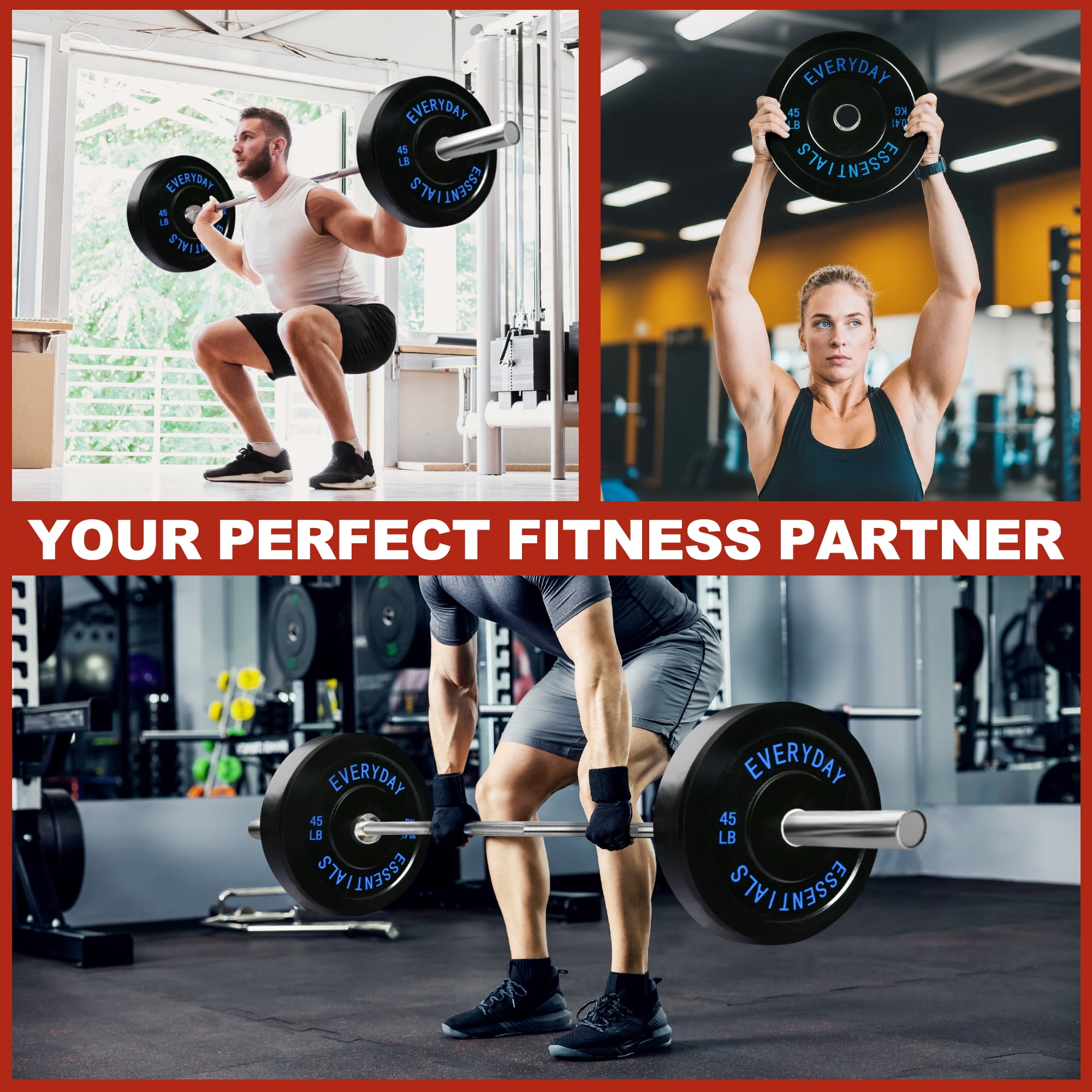 BalanceFrom Pair of 45LB Black Bumper Plates, 100% Virgin Rubber, Low Odor, 2-Inch Olympic Size, Weightlifting Strength Training Set, 90LB Total