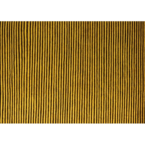 Ahgly Company Machine Washable Indoor Rectangle Abstract Yellow Modern Area Rugs, 2' x 5'