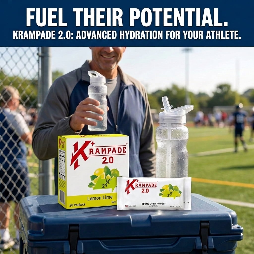 Krampade Electrolyte Supplements Powder, Lemon Lime Flavor, High Potassium, Cramp Relief, Aspartame-Free, Gluten Free, 20 Single Serving Packets