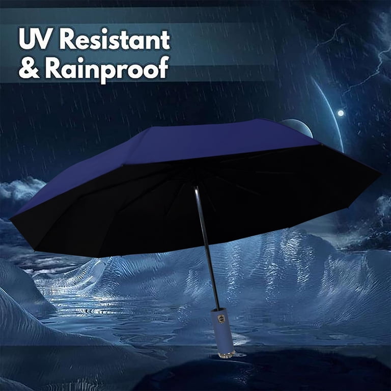 Encologi 10-Rib Folding Umbrella - Large, Lightweight, Windproof With Teflon Water Repellent For Men & Women