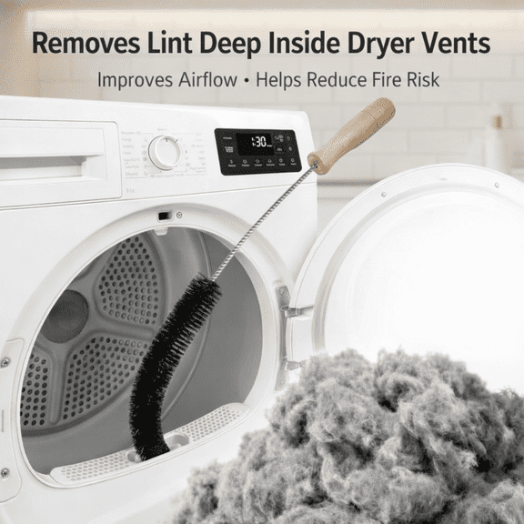 Clothes Dryer Lint Vent Trap Cleaner Brush Gas Electric Fire Prevention Exhaust (1 pack)