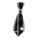 thumbnail image 5 of Corbata elegante con clip para mujer, estilo retro, decoración, lazo de seda, cinta blanco negro, 5 of 9