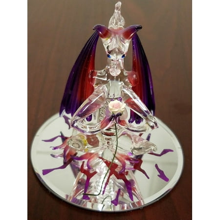 - CHRISTMAS HAND BLOWN GLASS FIGURINE DRAGON & ROSE ANIMALS GLASS MINIATURE PAINT