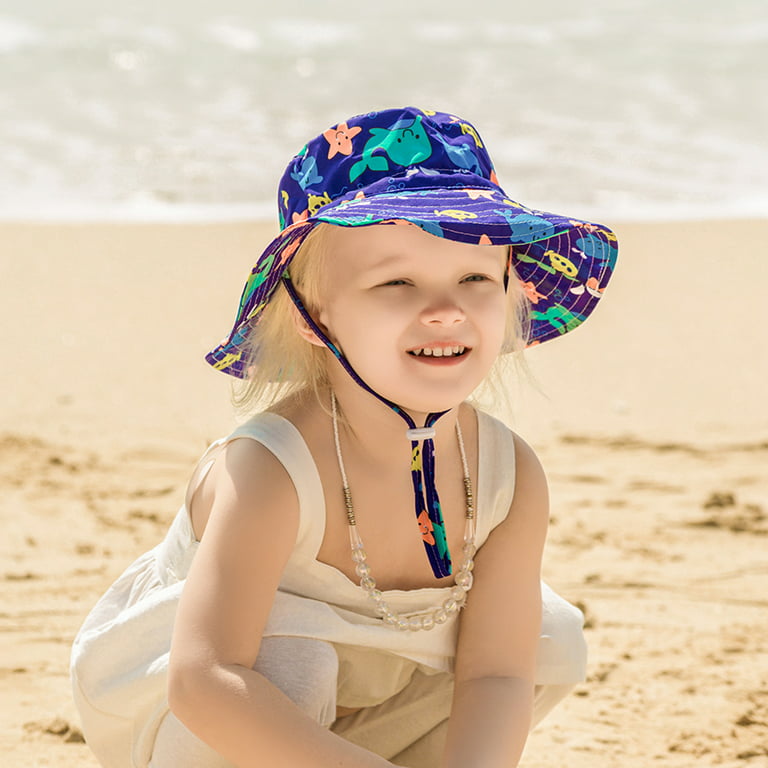 Husfou Baby Sun Hat, Summer Hats for Girls Boys UPF 50+ Toddler Beach Hat Kids Sun Hat for 6 Months-5 Years Wide Brim Children Caps Sun Protection