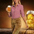 thumbnail image 7 of Women's Plaid Button Down Long Sleeve Oktoberfest Roll Tab No Pocket Casual Blouse Red XXXL, 7 of 7