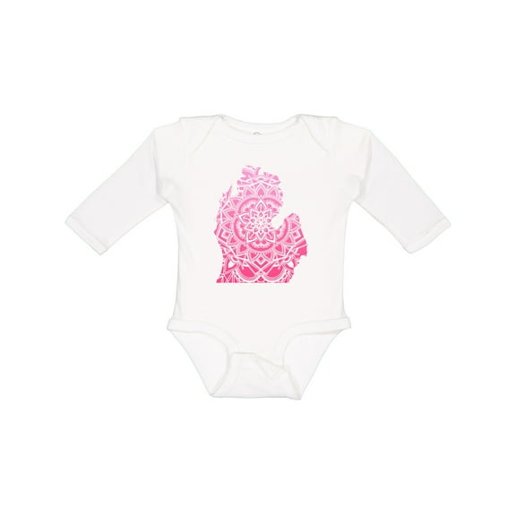 Inktastic Michigan Silhouette Mandala Boys or Girls Long Sleeve Baby Bodysuit
