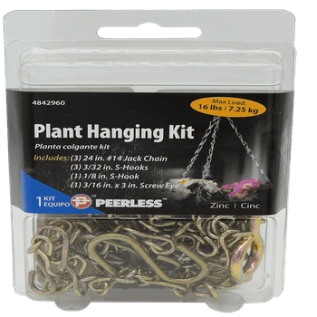 Peerless Flower Pot Hanging Kit with #14 Yellow Zinc Jack Chain and S-hooks, #4842960