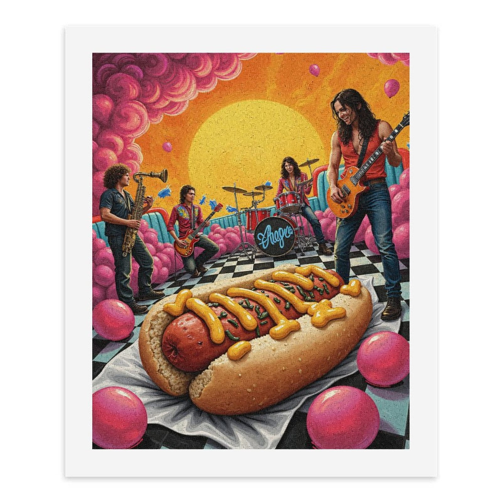Paint by Numbers Kit for Adults, Rock Band Surreal Hotdog Reverie Paint by Numbers, Easy Paint by Numbers Kit for Adults Beginner, DIY Adult Paint by Number Kits on Canvas, 12x16in Home Decor