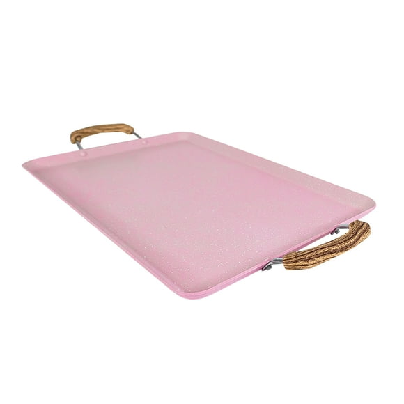 Comal Love Cook Rectangular Antiadherente Mármol Color Rosa Claro