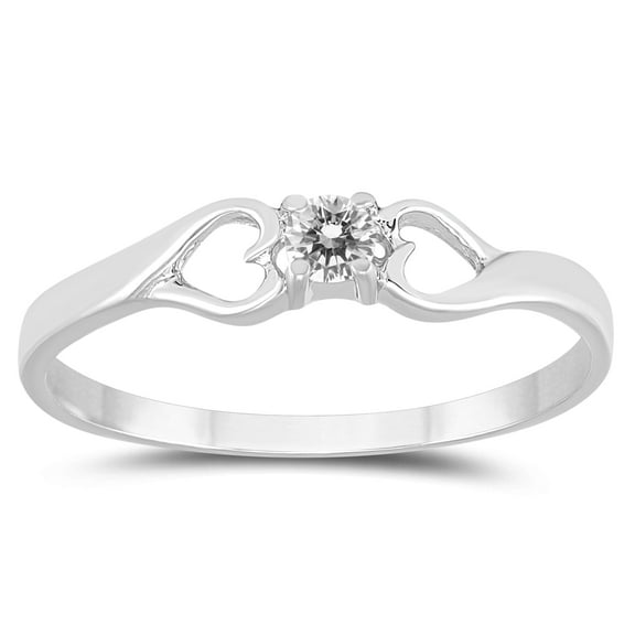 SZUL Women's 1/10 Carat TW Diamond Heart Promise Ring in 10K White Gold