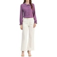 thumbnail image 3 of INSPIRE CHIC Women's Sweet Ruffle Peter Pan Collar Button up Work Shirts XL Light Purple, 3 of 7