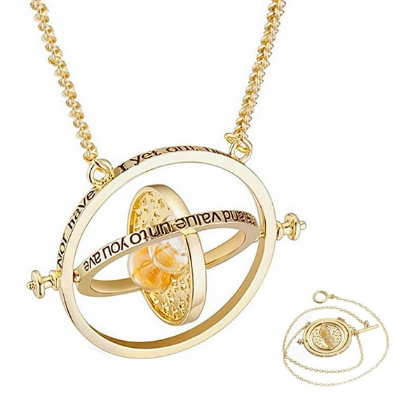 Hermione Rotating Time Turner Necklace Gold Hourglass Jewelry Gifts