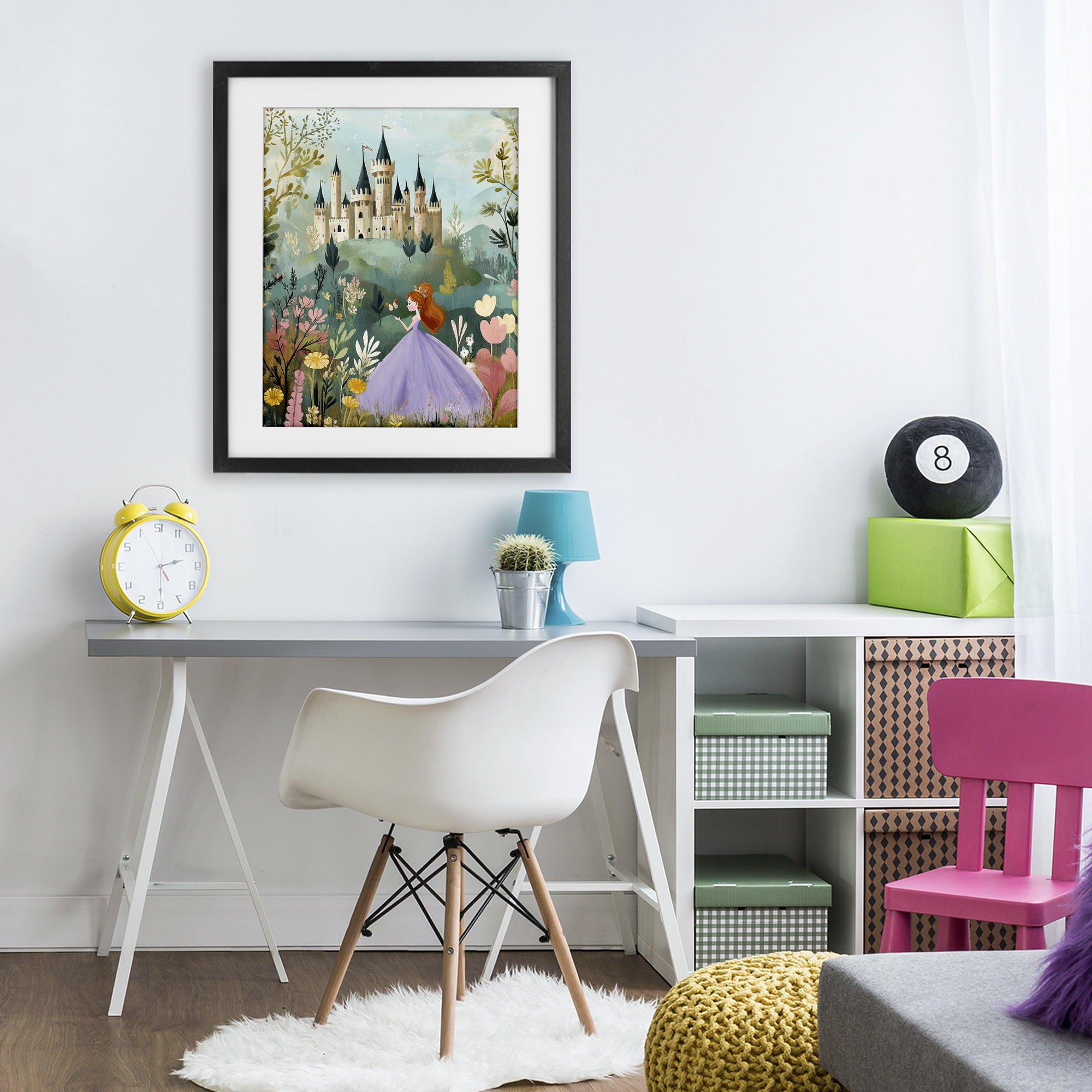 Stupell Industries Princess Day Out Black Framed Print Under Glass, design by Christine Simpson Art