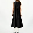 thumbnail image 4 of Graduation Dress, Linen Casual V Neck Sleeveless Maxi Tank Sundress Plus Size Loose Swing Beach Wedding Guest Dress Tropical Formal Women Dresses Business For Dresses Cocktail (S, Black) ZMTing, 4 of 5