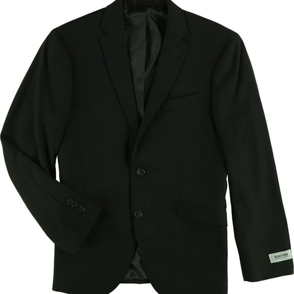 Kenneth Cole Mens Slim-fit Two Button Blazer Jacket, Black, 42 Regular