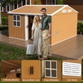 thumbnail image 6 of 10*12 FT Heavy-Duty Outdoor Storage Shed with Windows, Metal Garden Tool Shed with Lockable Door & Ventilation, outside storage for Backyard, Lawn, Patio,Yard, bike,Brown, 6 of 9