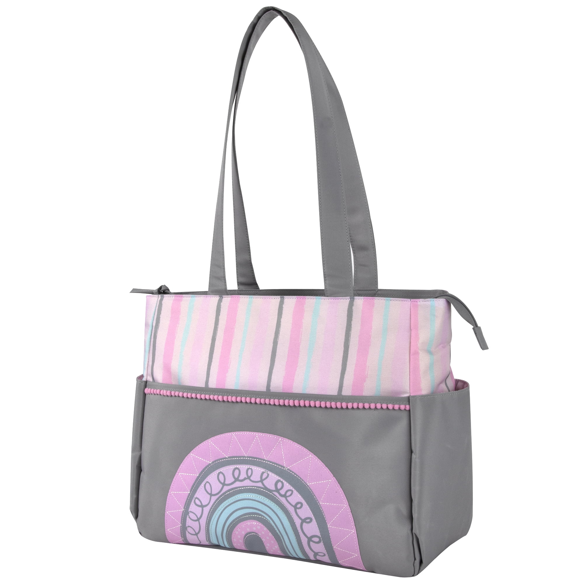 Baby Essentials Water Resistant Rainbow Tote Diaper Bag with Changing Pad, Multicolor, 5 Piece