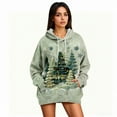 thumbnail image 5 of SYMOID Womens Oversized Christmas Fleece Hoodie - Multicolor Festive Tree Snowflakes Lights, Soft Warm 100% Polyester with Kangaroo Pocket & Drawstring Hood (S-XXL),Size 2XL, 5 of 7