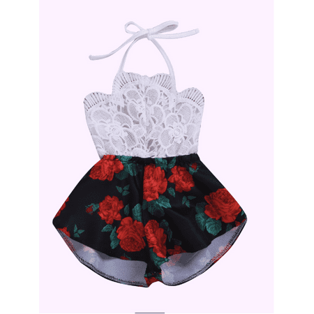 

Shuttle tree Baby Girl Summer Outdoor Romper Lace Lightweight Coat Flower Printed Thigh Shorts