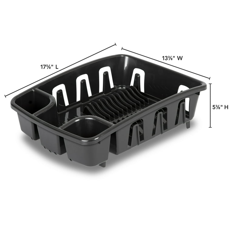 Dish Drying Rack, Sterilite Dish Rack with Self Draining Base, Black 