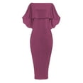 thumbnail image 4 of KaLI_store Formal Dresses Women's Sleeveless One Shoulder Ruffle High Split Party Evening Long Formal Dress Purple,M, 4 of 5