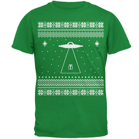 Alien Beam Ugly XMAS Sweater Irish Green Adult T-Shirt - 2X-Large