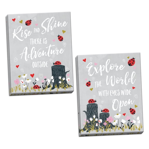 Gango Home Decor Shabby-Chic Lovebug I & II by Laura Marshall (Ready to Hang); Two 16x20in Hand-Stretched Canvases