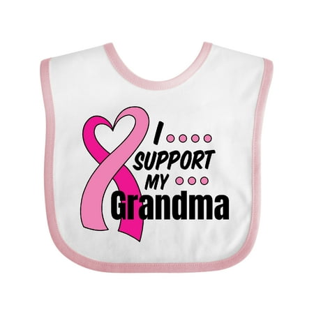 

Inktastic Breast Cancer Awareness I Support My Grandma Pink Ribbon Gift Baby Boy or Baby Girl Bib