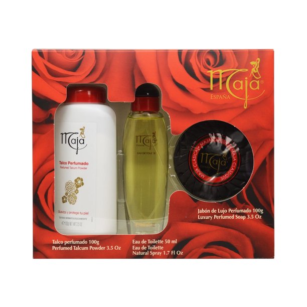 Maja Gift Set. Soap, Eau De Toilette and Perfumed Talcum Powder