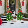 thumbnail image 6 of 2 Set Solar Christmas Decorations Trees Lights Outdoor Waterproof, Solar Xmas Pathway Lights with Bow and Bell, Solar Stake Lights Xmas Tree Garden Decor for Pathway Lawn Patio, 6 of 8