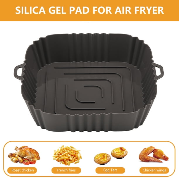 Freidora de aire de silicona cuadrada para hornear bandeja para horno para utensilios de cocina (gris)