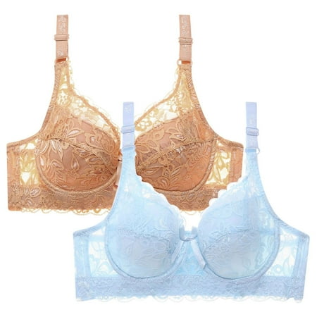 Arnsht 2Pcs Lingerie for Women s Lace Underwire Bra Sheer See Through Bras Unpadded Ultra Thin Soft Comfort Breathable Underwear Khaki 34C