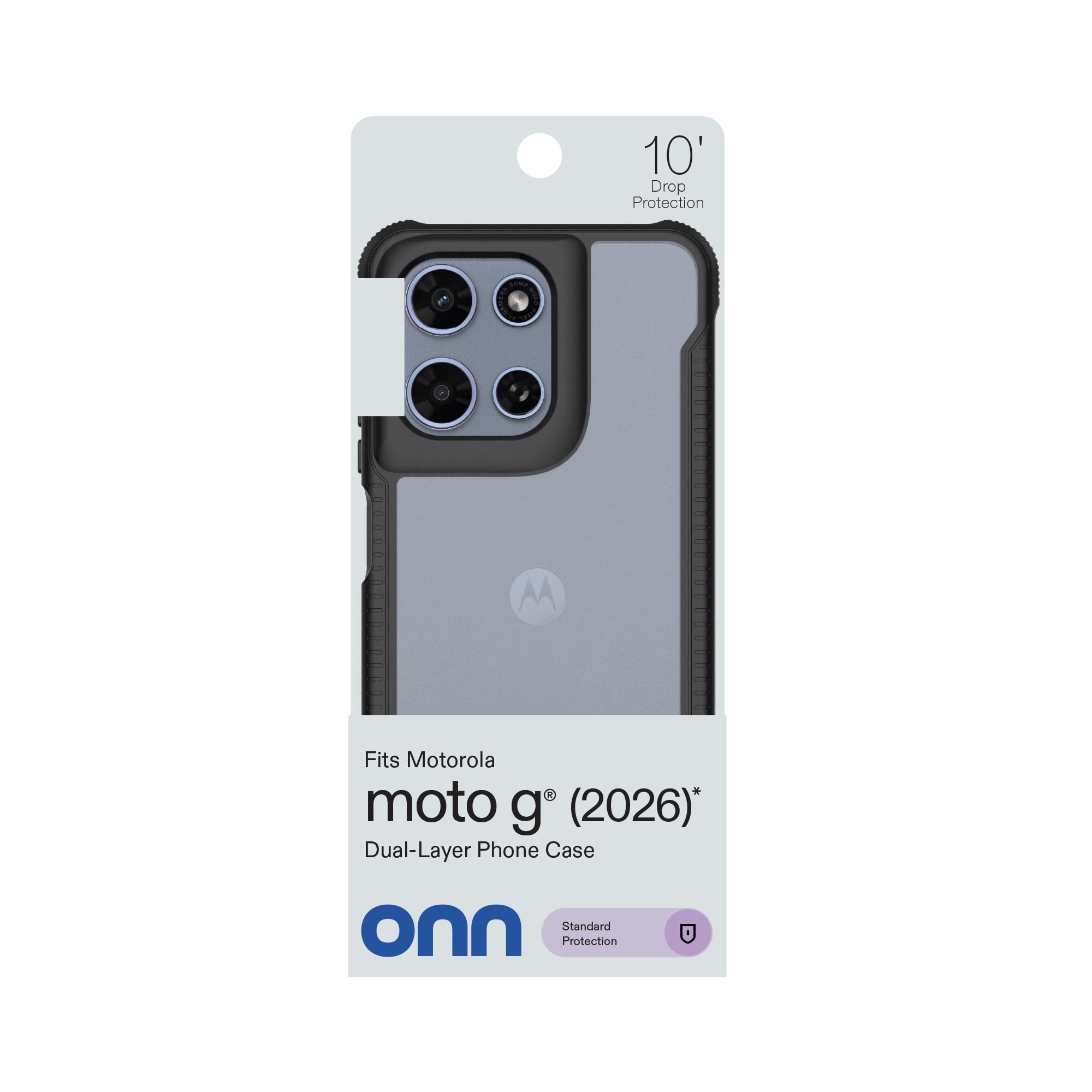 onn Dual-Layer Phone Case for Motorola moto g (2026) - Clear/Black