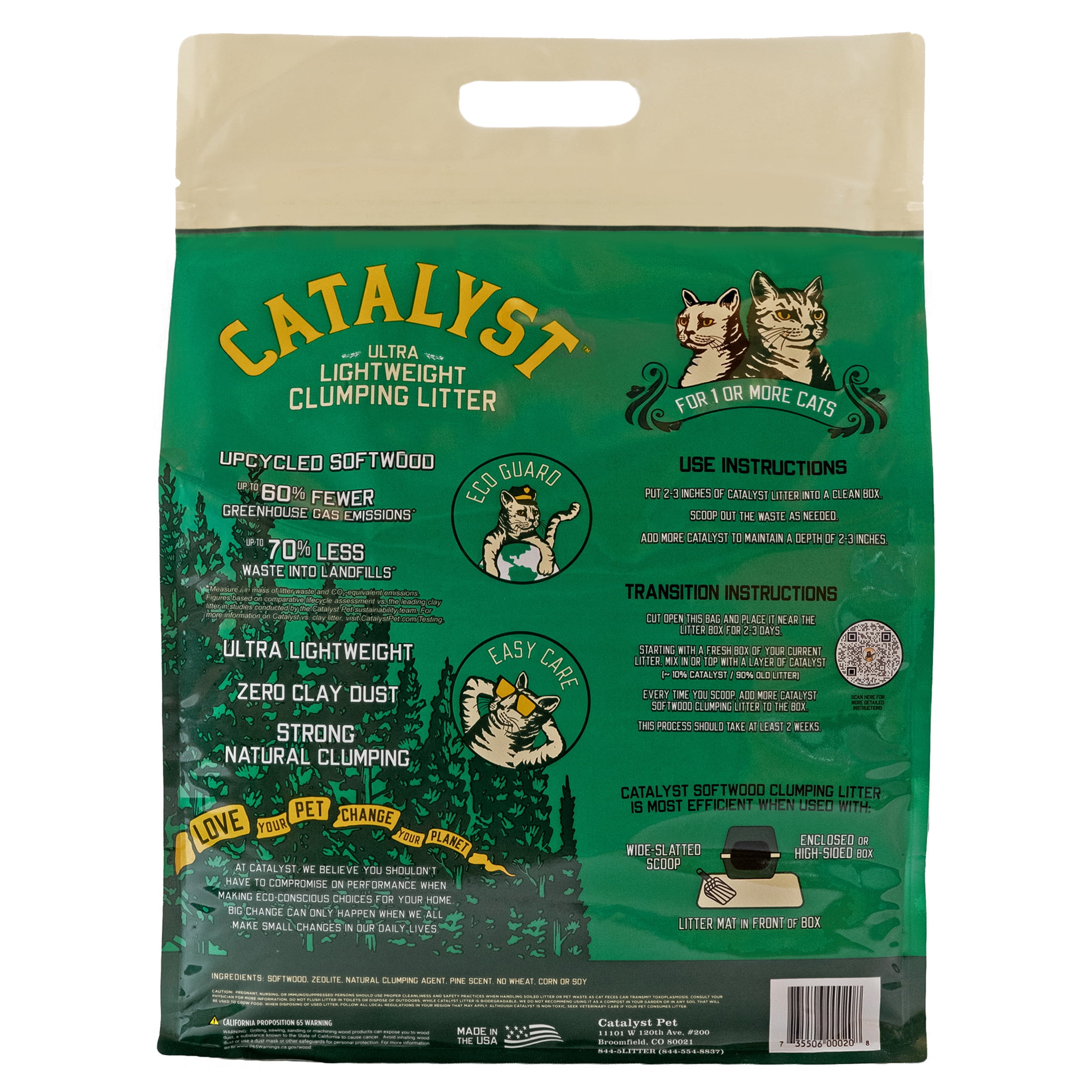 Catalyst Pet Softwood Natural Clumping Cat Litter, Original Formula, 15 lb. Bag