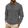 thumbnail image 5 of MXALUOB Men's Corduroy Jackets Button Front Work Jacket with Flap Pockets Long Sleeve Textured Overshirt Regular Fit Casual Workwear, 5 of 6