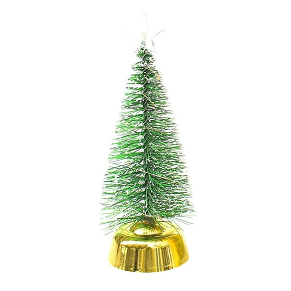 Mini Christmas Tree, 1pcs Miniature Pine Trees with Wooden Base Bottle Brush Trees with 7-Color LED Artificial Xmas Trees Tiny Trees for Crafts Christmas Halloween Party Decor