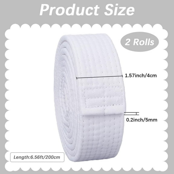 2Pcs White Karate Belts Polyester Martial Arts Belt Judo Jiu-Jitsu TKD Aikido Uniform Ranking Belt Long Soft Universal Fit Belts Taekwondo for Men Women Sports Training Equipment 6.56ft