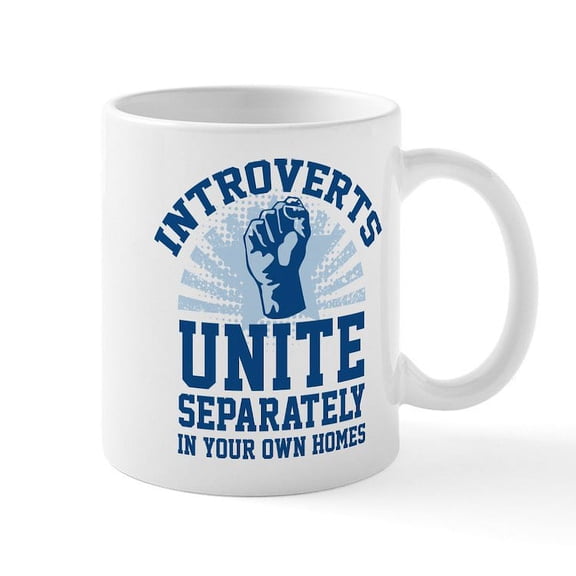 CafePress - Introverts Unite Mug - 11 oz Ceramic Mug - Novelty Coffee Tea Cup