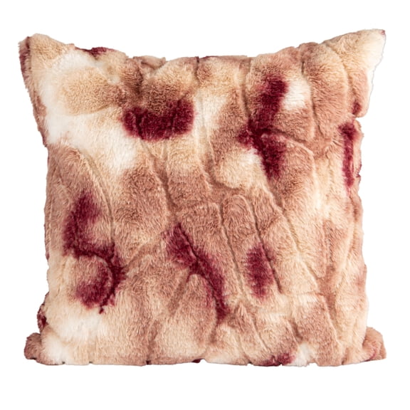 Bloomingville Faux Fur Pillow, Pattern and Velvet Back, Pink and Rose Color