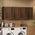 thumbnail image 3 of EYYTHUNG Laundry Wall Cabinets, Farmhouse Wood Storage Cabinet with Doors and Adjustable Shelf Wall Mounted Cabinets, Brown, 3 of 6
