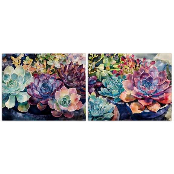 Stupell Industries Sunny Watercolor Succulents 2 Piece Canvas Wall Art Set, design by Svetlana Aleynikova