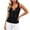 Black, variant on Tank Top for Women Solid Color Ribbed Sleeveless Fashion Square Neck Lace‑Up Cami with Gold Heart Chain Detail Slimming Bodycon Casual Summer Blouse